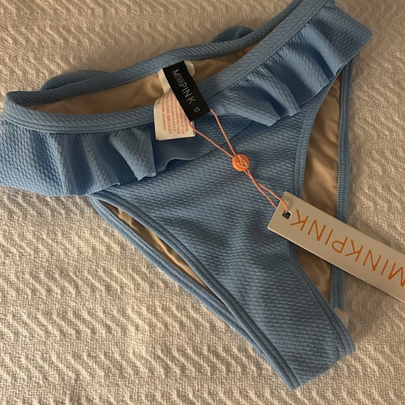 Brand NWT mink pink ruffled high-waisted bikini (set) - Picture 8 of 8